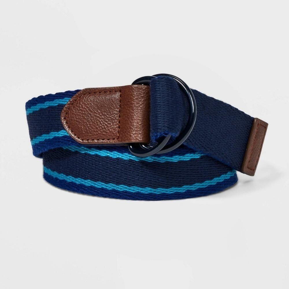 Kids' Reversible Striped Belt - Art Class™ Blue XL
